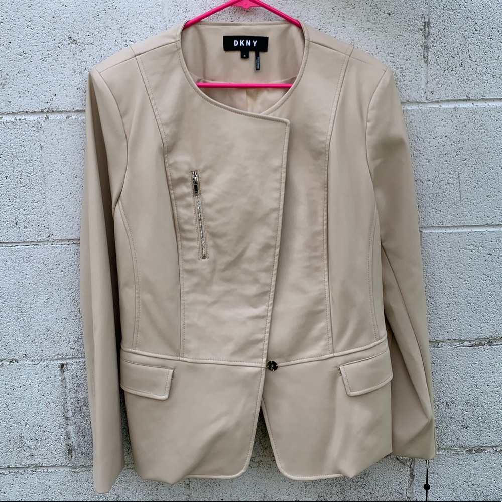 DNKY tan colored leather jacket